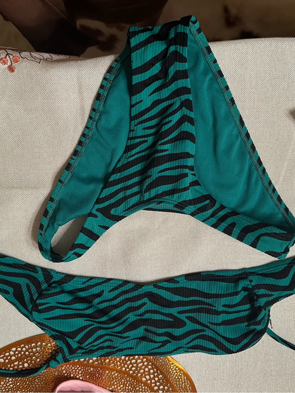 Xhilaration Teal and Black Zebra Print Bikini Set